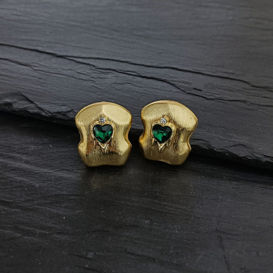 Abstract Emerald Studs