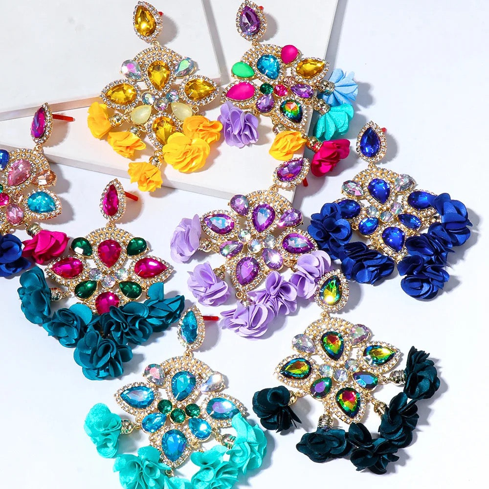 Floral Crystal Earrings